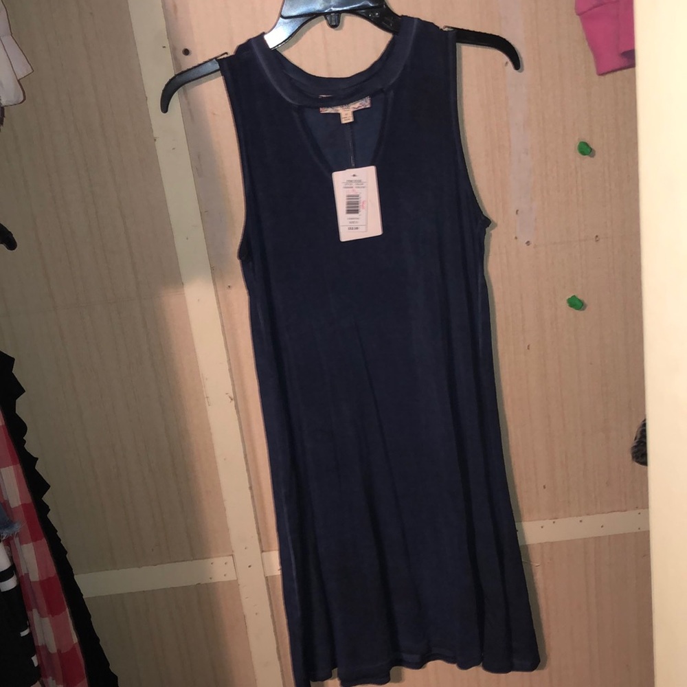 Dark Blue Pink Rose Vintage dress